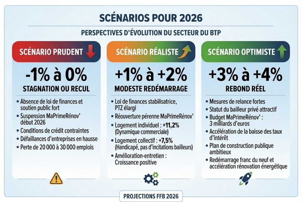 Infographie des perspectives d'évolution du secteur du BTP en 2026